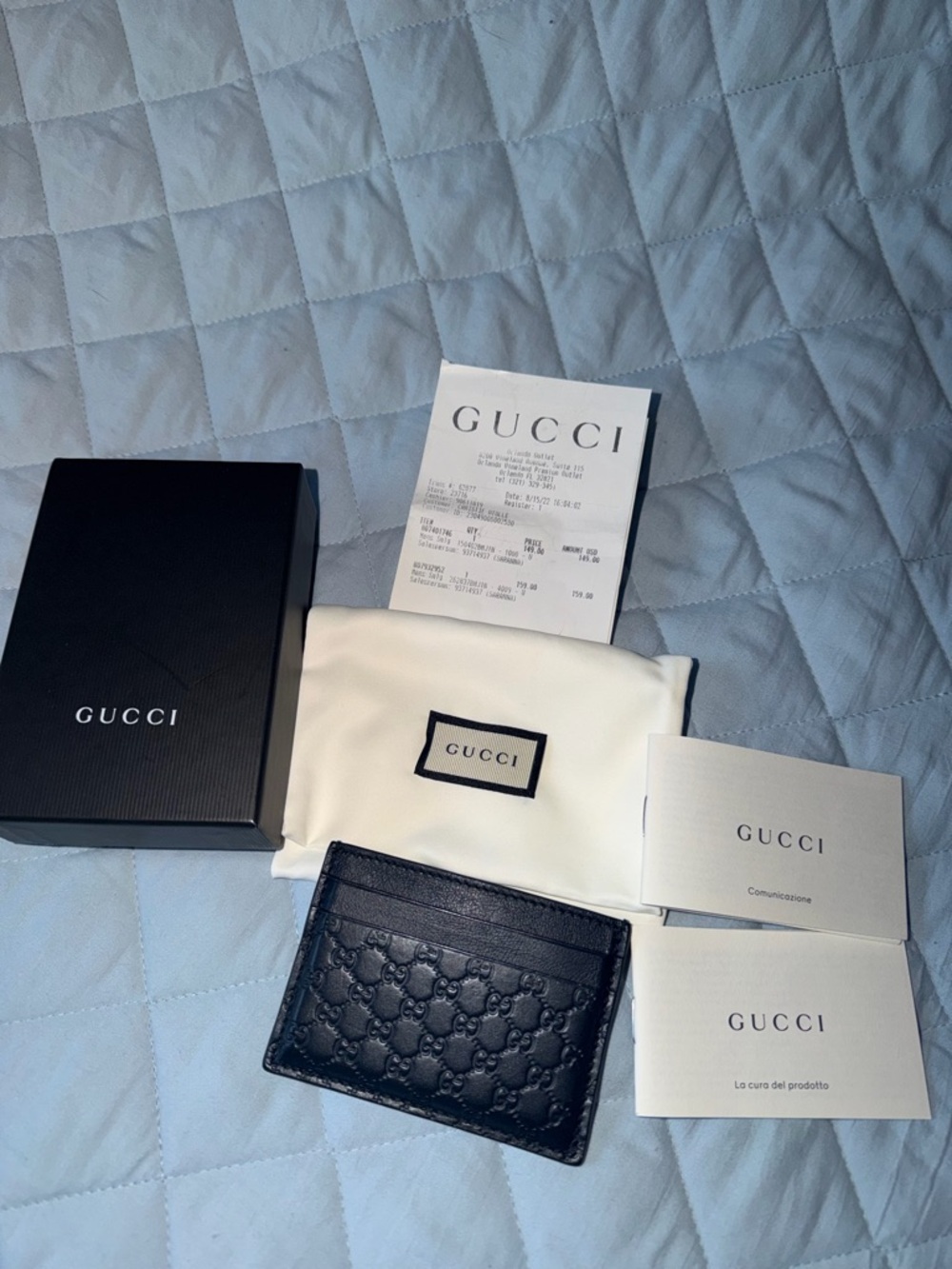 Gucci navy blue Leather GG Card Case - Gucci